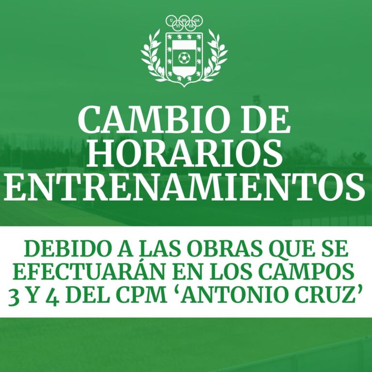 Cambio de horario de los entrenamientos